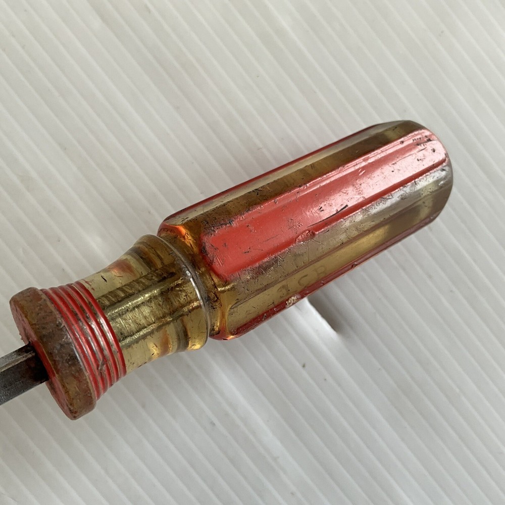 Vintage Unbranded Slotted Flat Head Screwdriver Anti Roll Handle