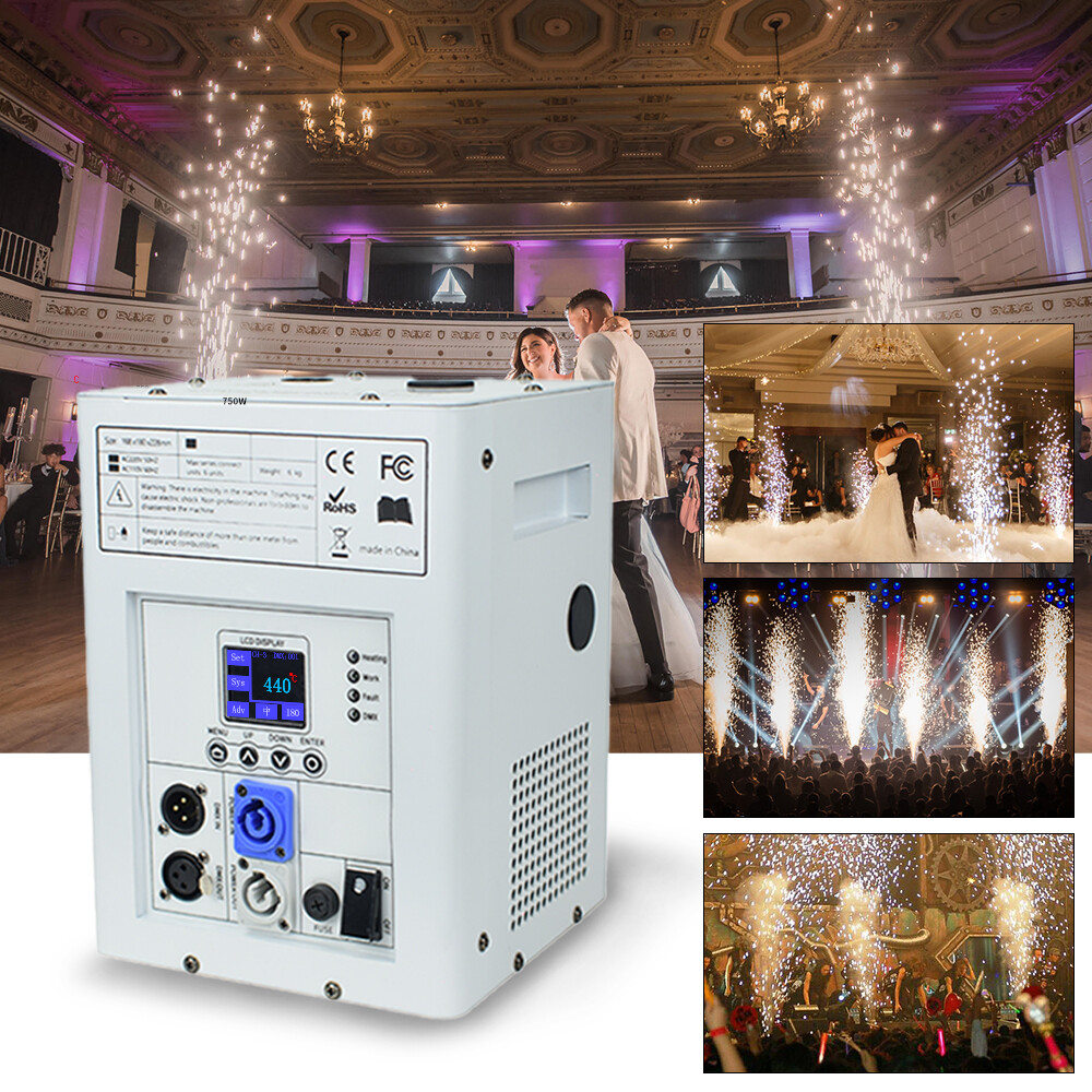2Pcs 750W Cold Spark Machine Stage Effect DMX Firework Machine DJ Party Wedding