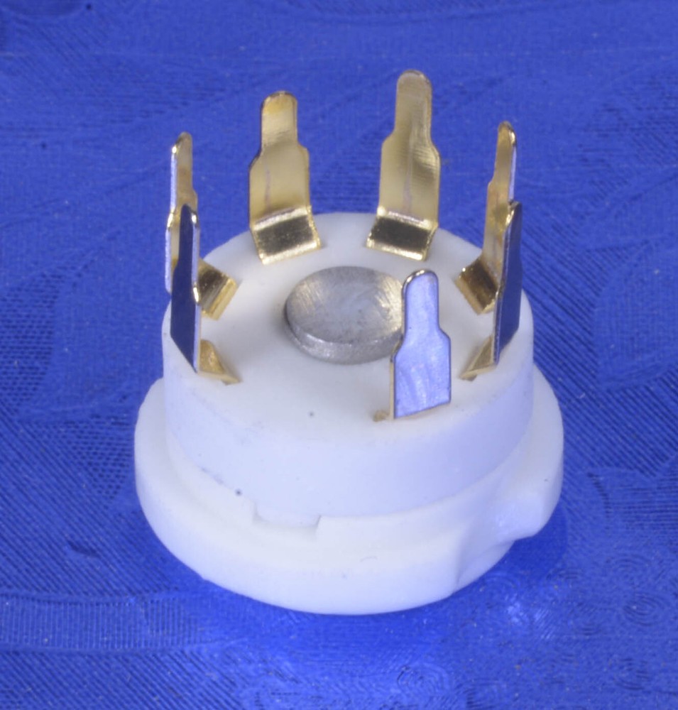 7 Pin PC Mount Ceramic & Gold Tube Socket, #77431