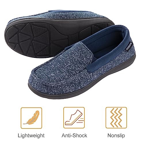 Men's Tweed Memory Foam Moc Slipper 10 Navy