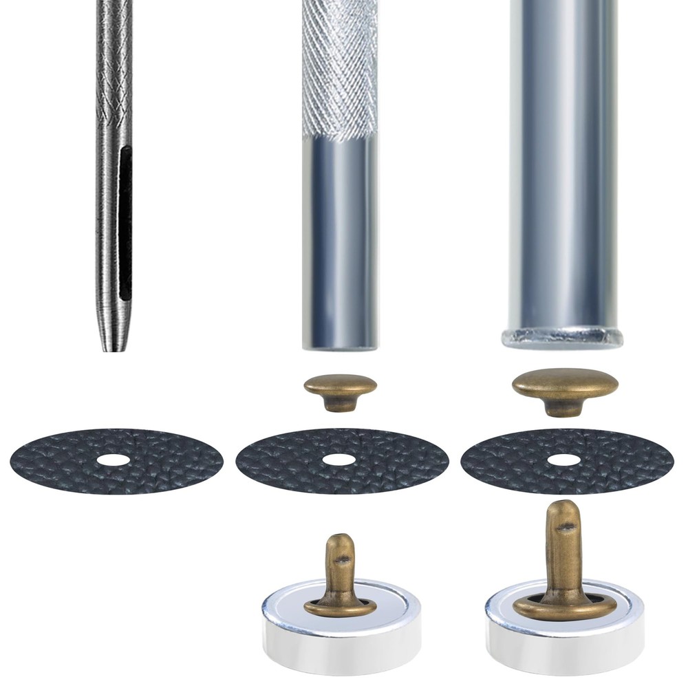 340 Sets Leather Rivets Kit Mixed Sizes Rivets for Leather Double Cap Rivets ...