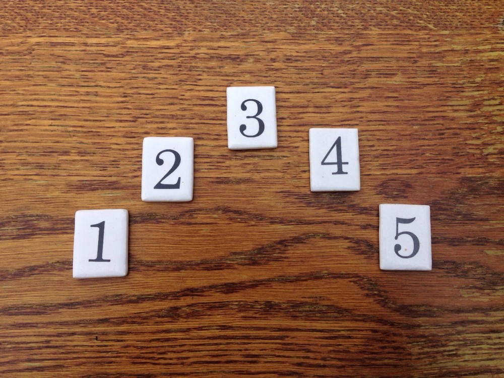 5 X OLD STYLE CHROMED CAST IRON SCHOOL COAT HOOKS ~ CERAMIC NUMBER INSERTS