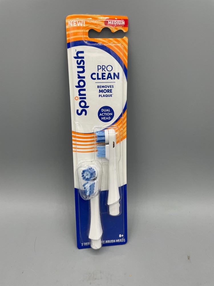 Spinbrush PRO Clean 2 Count Toothbrush Replacement Heads MEDIUM Dual Action