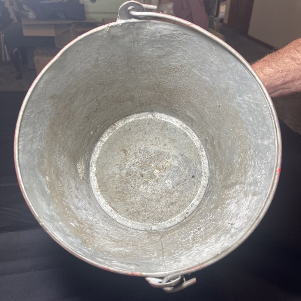 Vintage Fire Bucket With Round Bottom galvanized