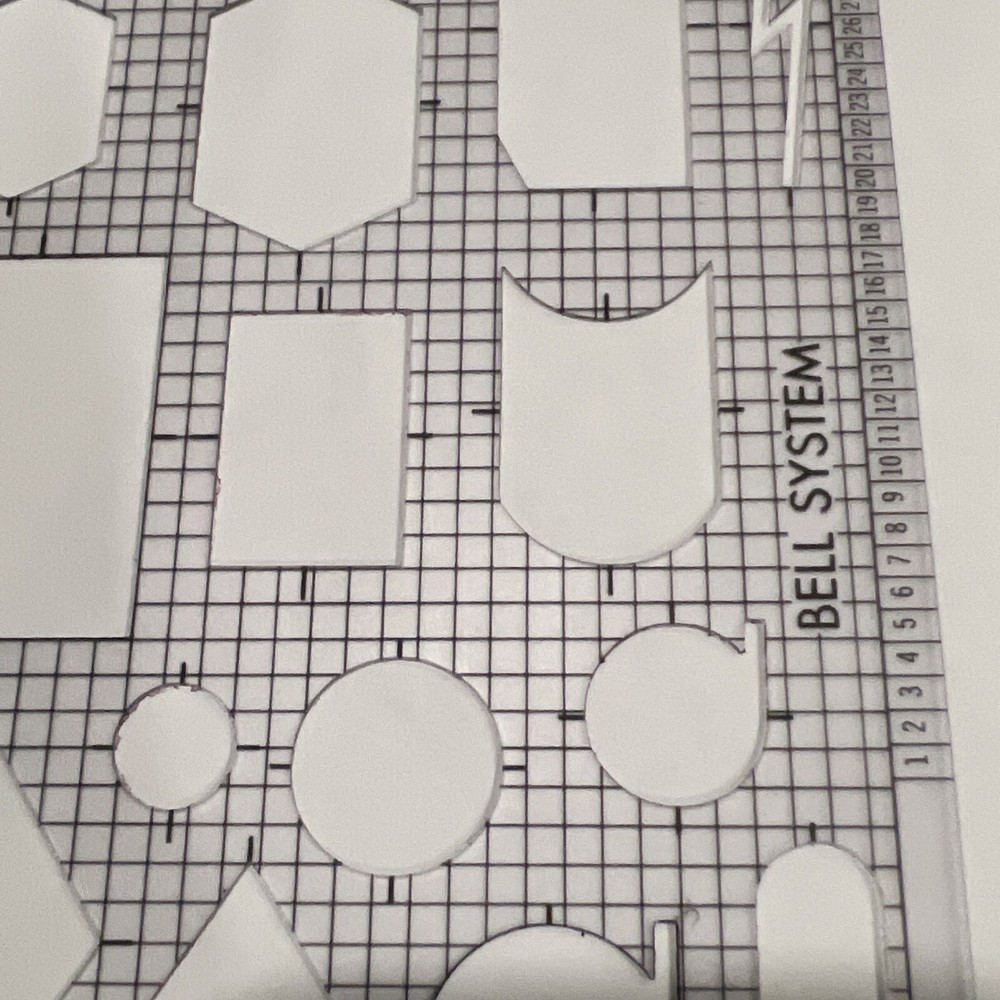 VINTAGE BELL SYSTEM FLOWCHARTING DRAFTING TEMPLATE AND STORAGE SLEEVE