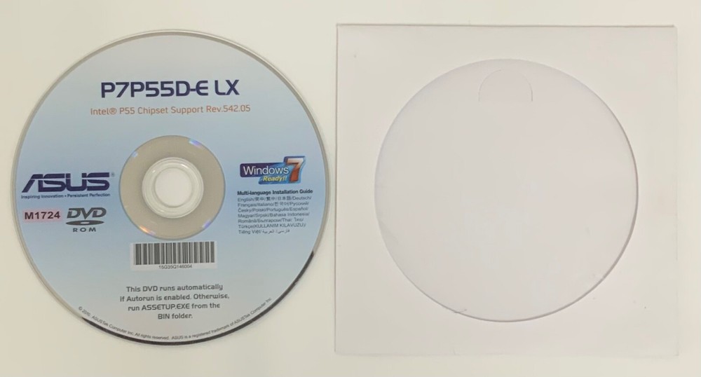 Asus P7P55D-E LX Software DVD-Rom Intel P55 Chipset Support Rev.542.05
