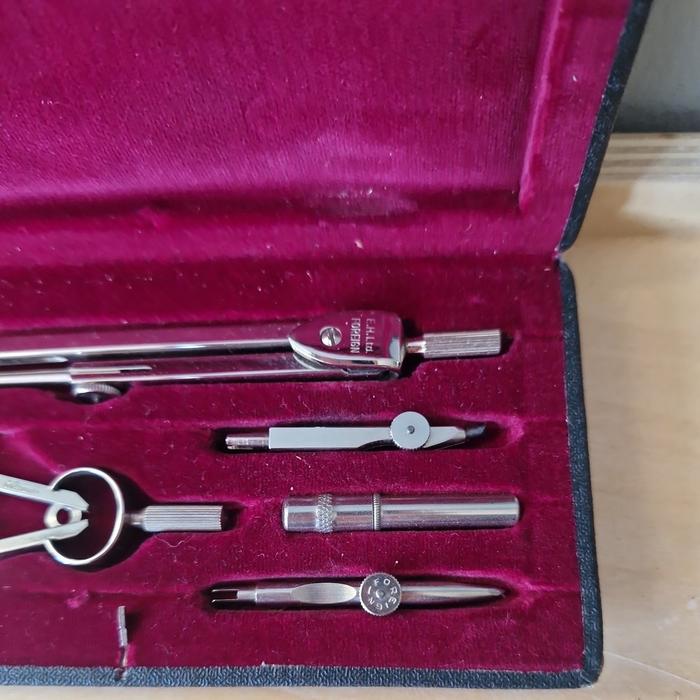 Vintage E H LTD Steel Technical Drawing Draughtsman Set