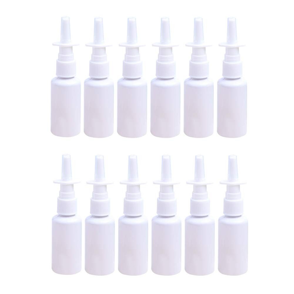 12 Pieces 30 ml Empty Plastic Nasal Spray Bottles Refillable white