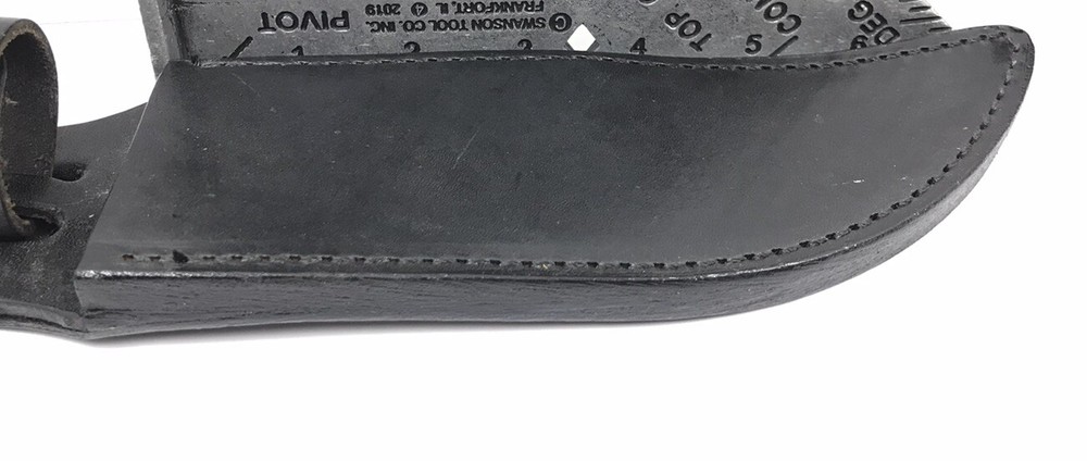 Black Leather Fixed Blade Knife Sheath With Snap For 7” Blade