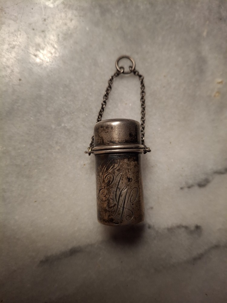 Antique Sterling Silver  Chaterlaine pill container