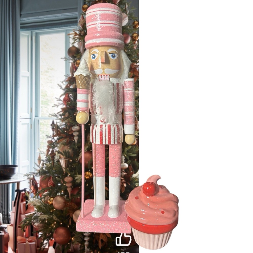 14” Cupcake Candy Nutcracker & Trinket Box SET Bundle Christmas Decor
