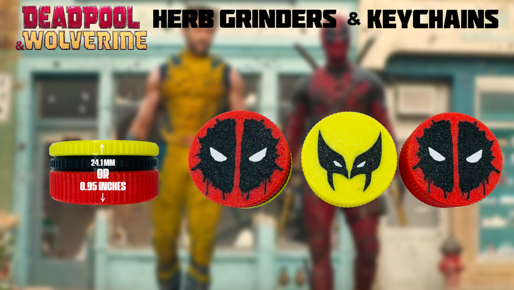 Deadpool Wolverine Herb Grinders with Storage (3 Pack) & Keychains