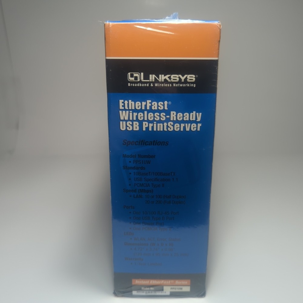Linksys EtherFast Wireless Ready USB 1 Port PrintServer PPS1UW Sealed