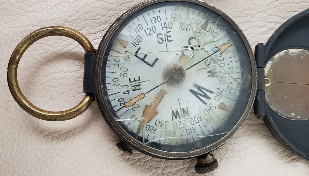 ANTIQUE COMPASS PAIR Brass 1920's U.S. Engr Corps Plan Ltd & Marble's Gladstone