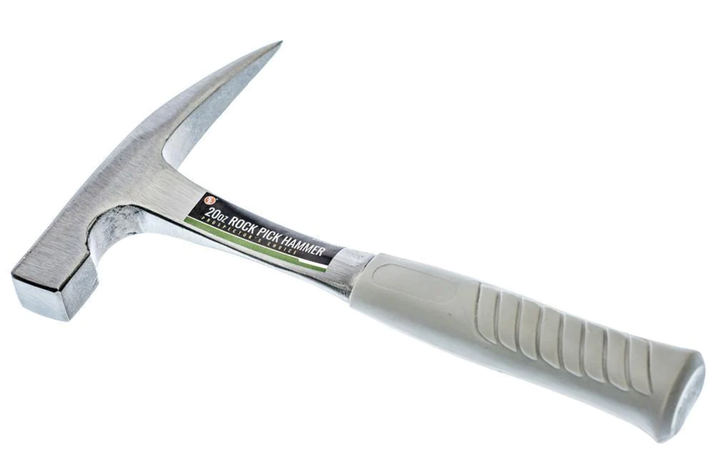 11" Rock Pick Hammer, Rubberized Handle, with Plastic Tip Cover, Overall weight