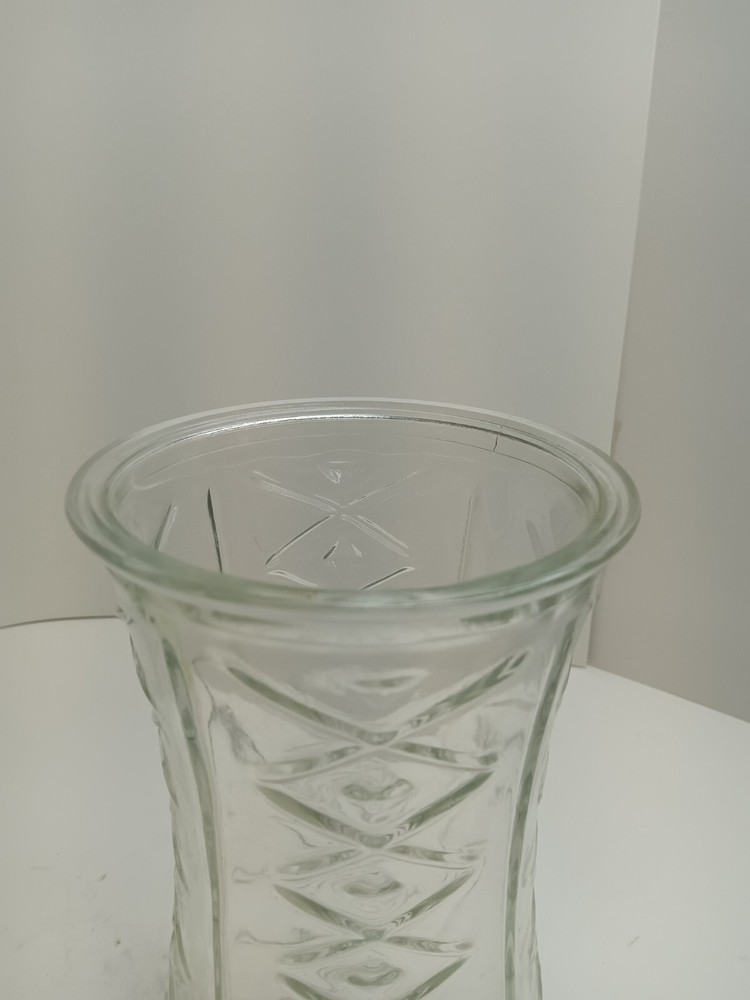 E.O. Brody Clear Diamond Pattern Vase 9.5 x 4.75"