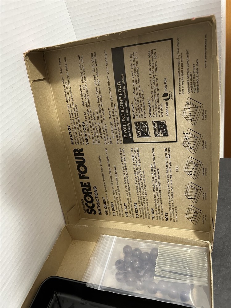 VTG. 1978 LAKESIDE 'S SCORE FOUR 3D GAME
