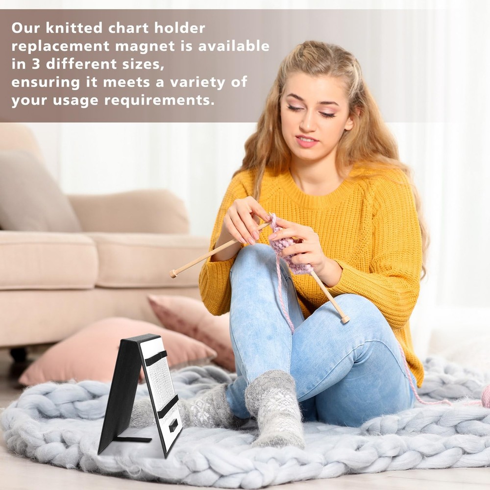 Flutesan 8 Pcs Knitting Chart Keeper Magnet Replacement Set Large Size, black