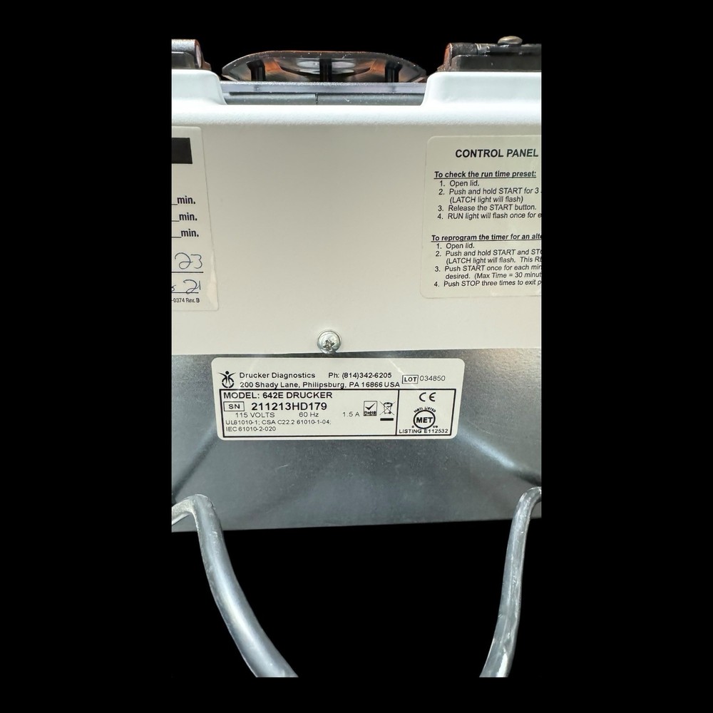 Drucker Diagnostics 642E Compact Single Speed Electronic Centrifuge