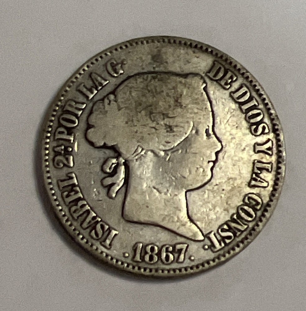 1867 Spain Escudo Silver Coin