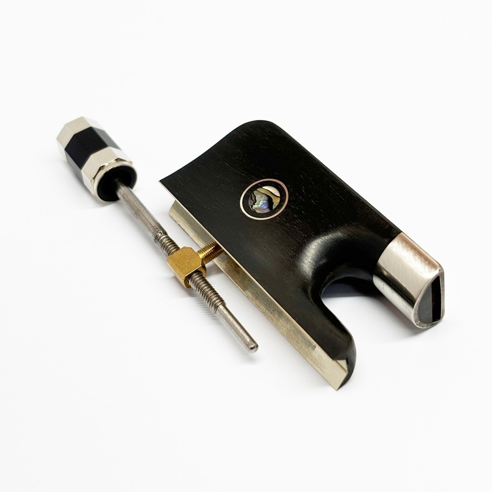 Viola Frog Bow Ebony Nickel Silver Ferrule Underslide Abalone Frog Screw Button