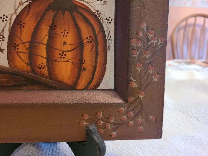 Hearthside Collection-"Harvest Blessings", plate with stand, Pre-owned, MINT