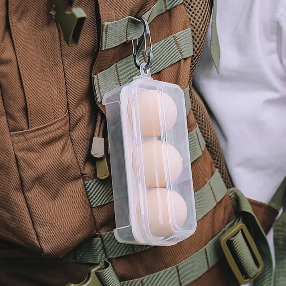 SquEqu 2 Pack Camping Egg Carrier 3 Grids Storage Container Portable Clear