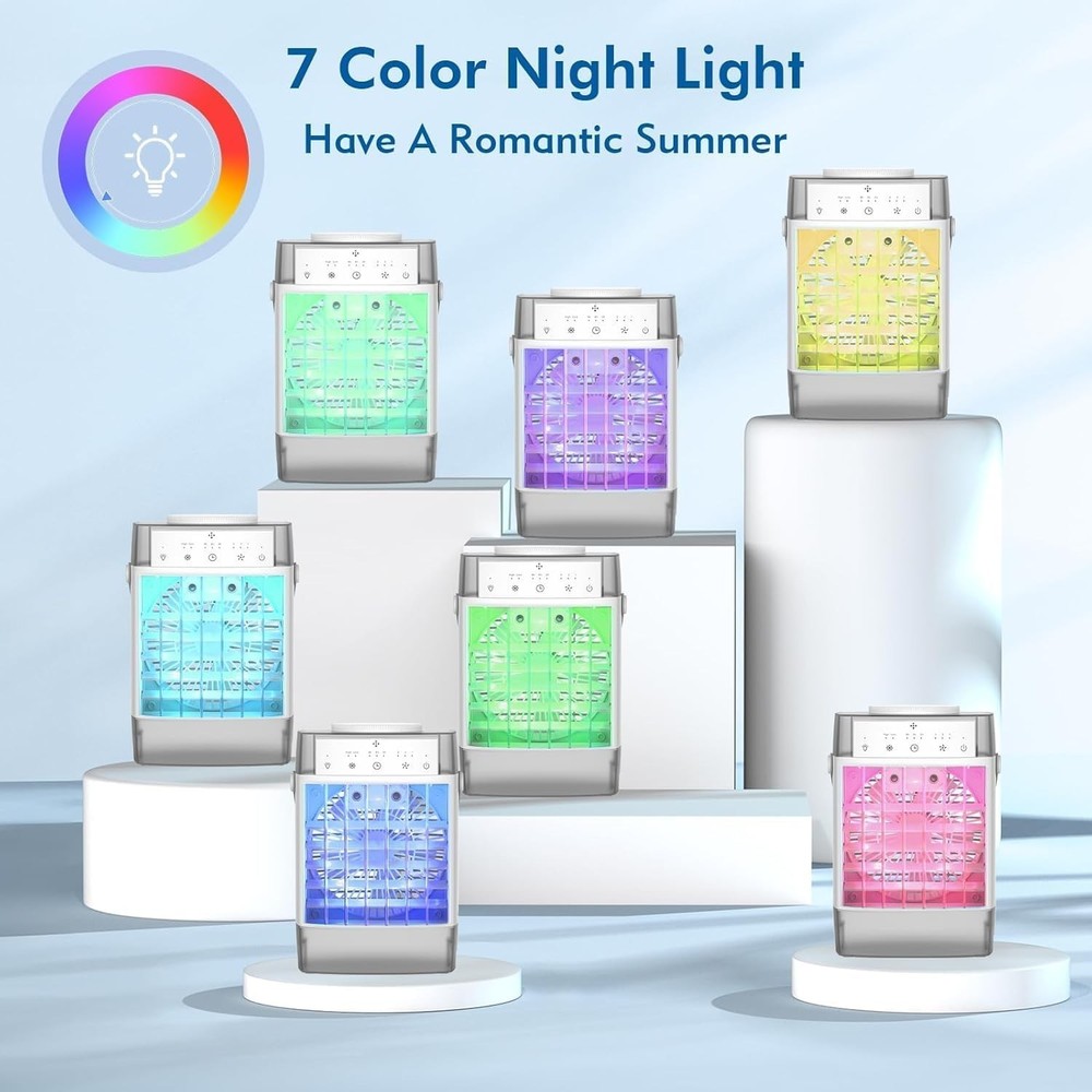 Portable Air Conditioner Fan with Mist Modes 3 Speeds USB Powered Grey