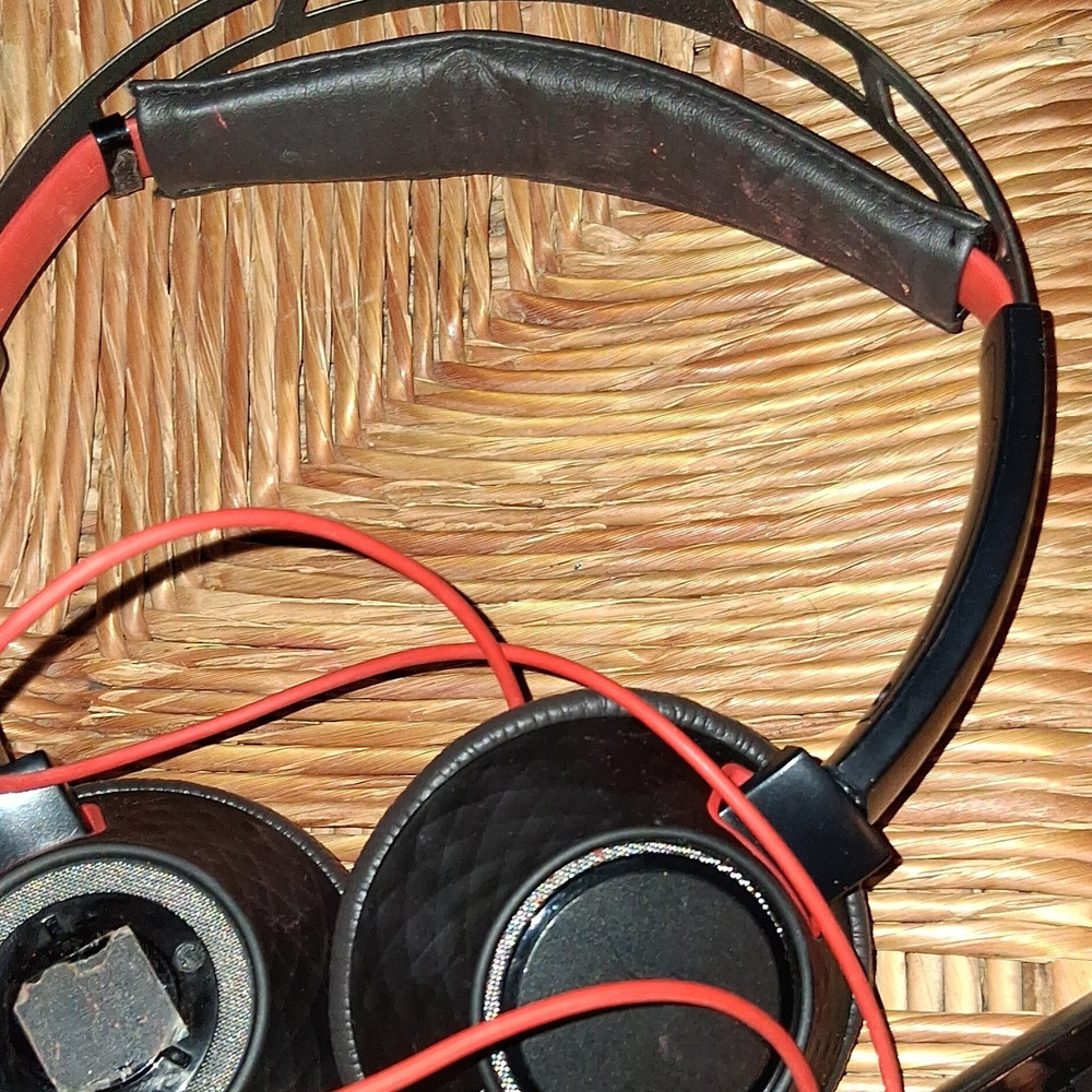 Poly USB Wired Headband Double Ear-Pad Headset Boom Mic Black/Red