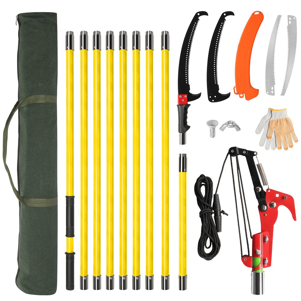 30ft Manual Pole Saw, Lightweight Tree Trimmers Long Handle Pruner Set
