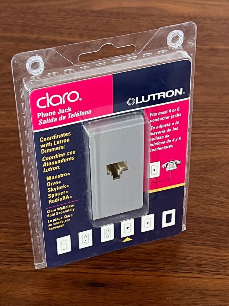 LUTRON CA-PJH-GR Phone Jack Claro Decora Gloss Finish Grey