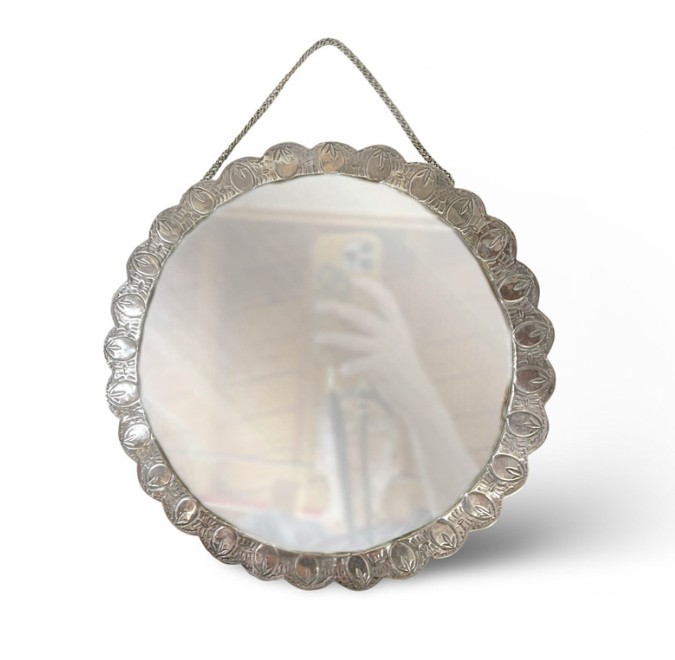 Turkish Repousse 900 Silver wall mirror 10.25"