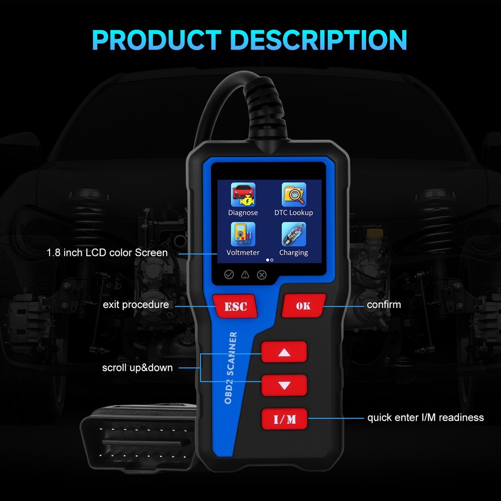 AT300 Car Code Reader Code Scanner Check Engine Fault for All OBDII Protocol