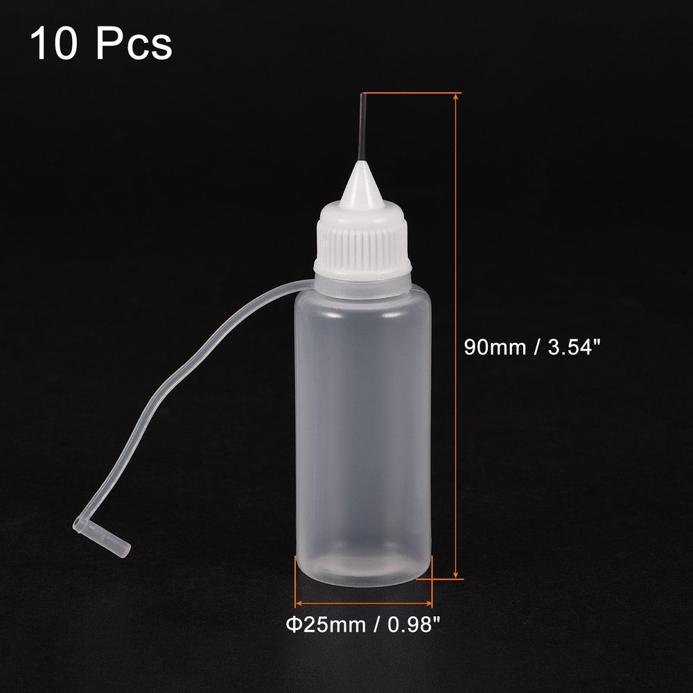 10Pcs Needle Tip Bottle Precision Plastic Applicator with White Cap 20ml