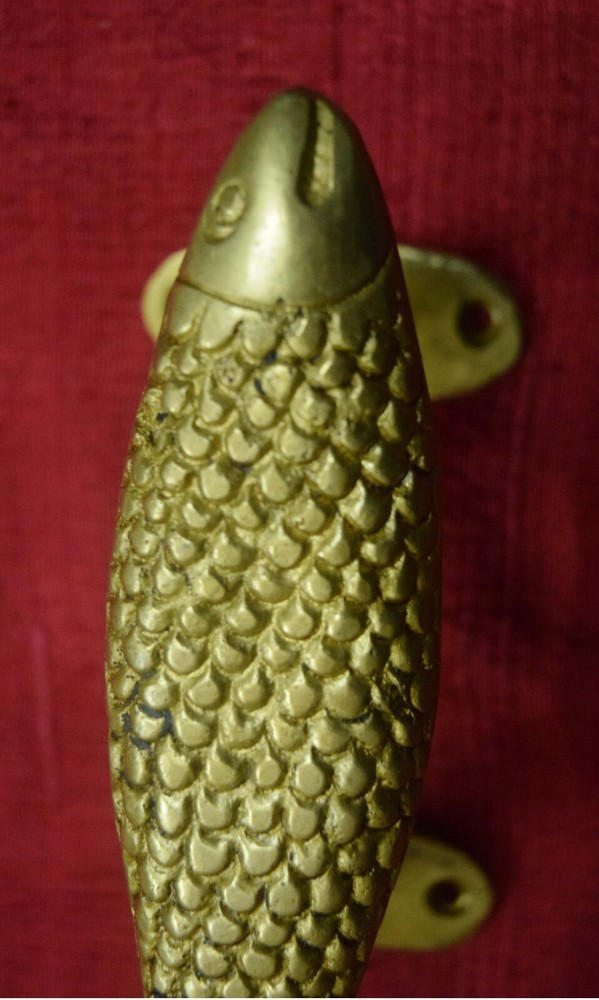 Nautical Fish Shape Pair Door Pull Door Handle Brass Wardrobe Handle Decor VR189