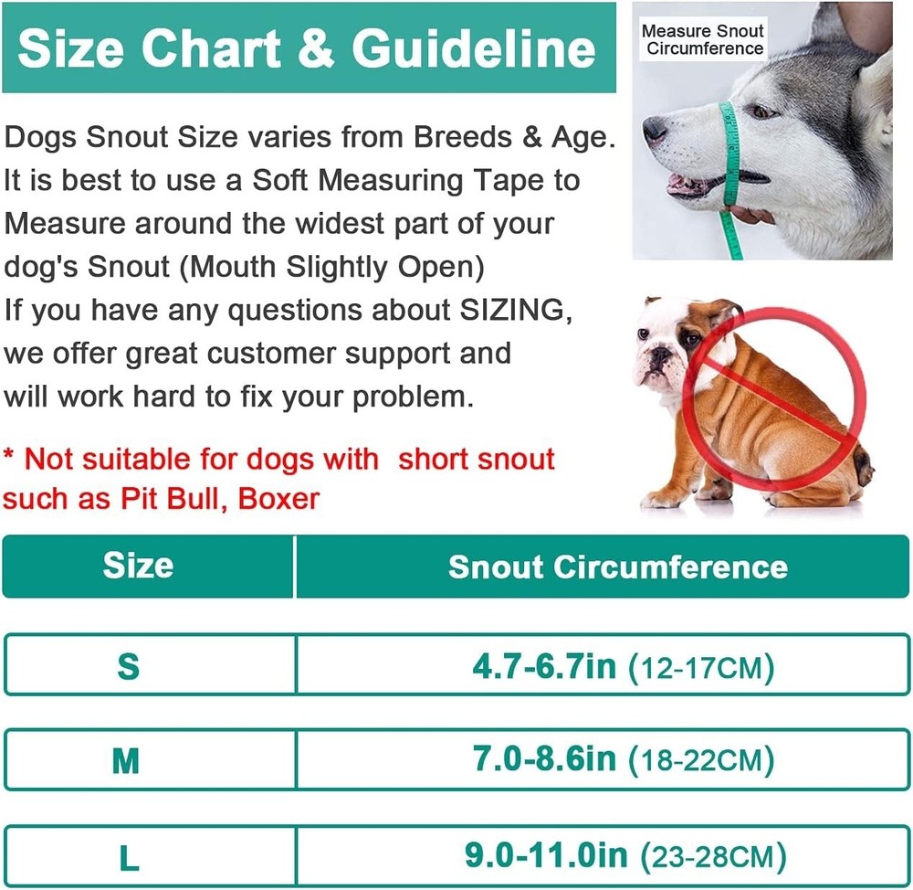 Dog Muzzle to Prevent Biting Chewing, for Grooming Vet Visit. Size Large.