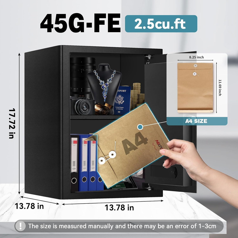 2.5 Cu Ft Home Safe Box Fireproof Waterproof for Documents - Steel Security Elec