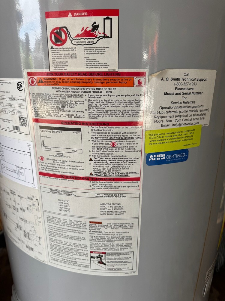 AO Smith Vertex GDHE-75 300 75-Gal Gas Water Heater 100,000 BTU | Energy Star