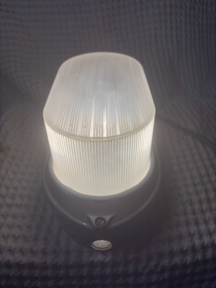 Vintage Coughtrie PY10 Bulkhead ceiling Light mettle body Polycarbonate Lens