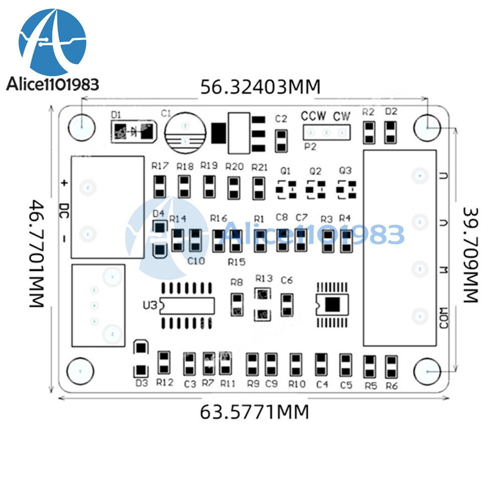 DC7-12V Brushless DC Motor Driver Controller Board W/ Voltage Current Protection