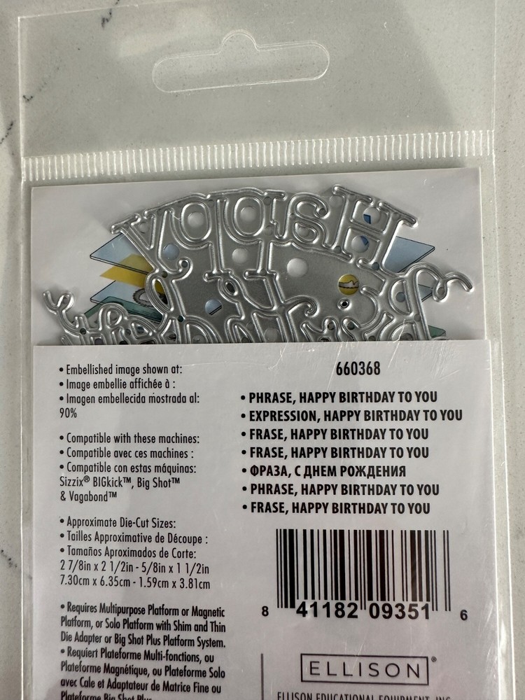 Sizzix Ellison Thinlits Designed by: Jen Long Happy Birthday to You Scrapbooking