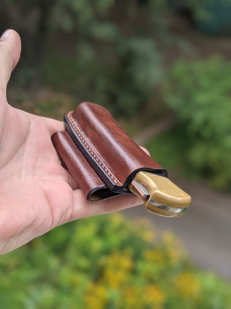 Horizontal scabard leather sheath for buck 110 Folding Hunter