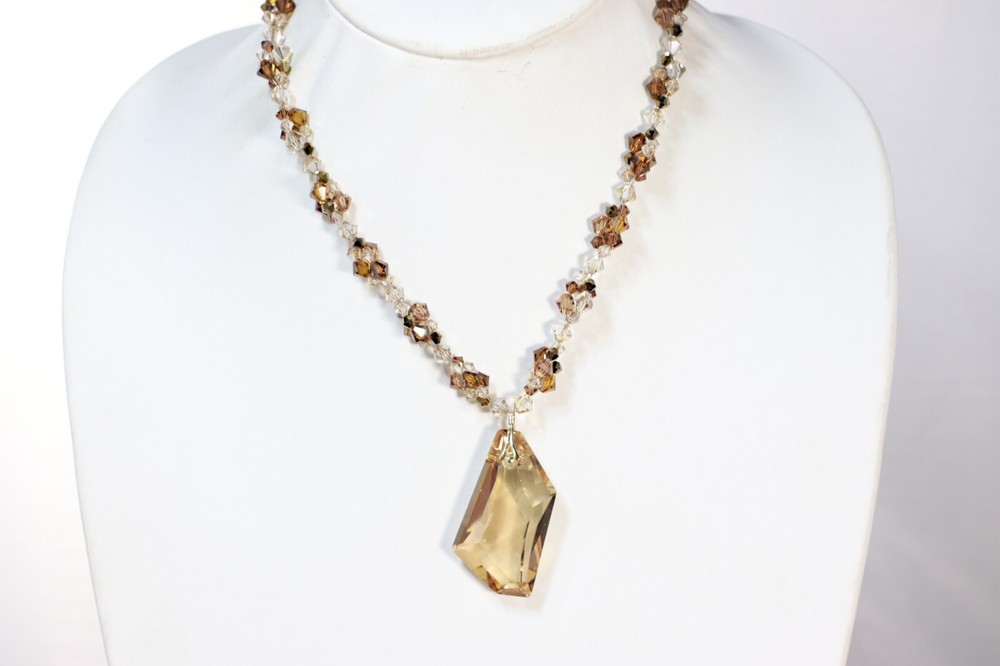 Handmade Topaz Glass Beaded Necklace