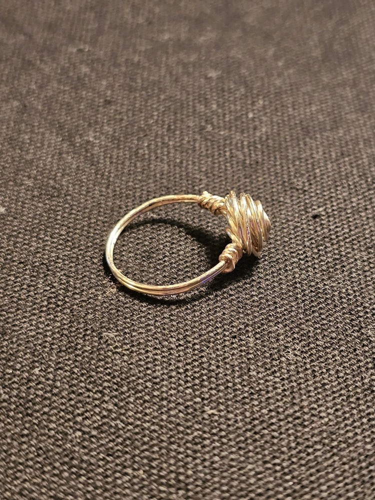 Wire Wrapped Rose Ring – Gold Colored Copper, Handmade Artisan unique gift