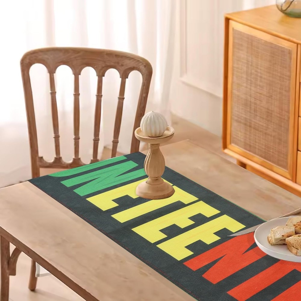 1865 Juneteenth Day Linen Table Runner Kitchen Dining Table Decor, African Ameri