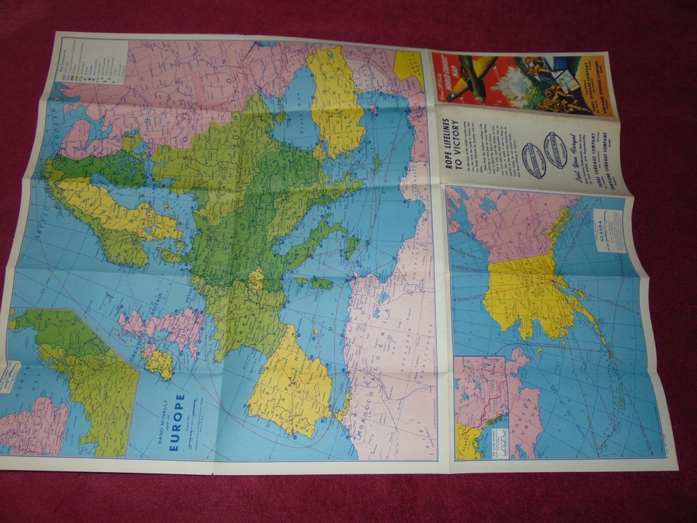 ORIGINAL WWII-ERA "RAND McNALLY WORLD-COMBAT WAR MAP"
