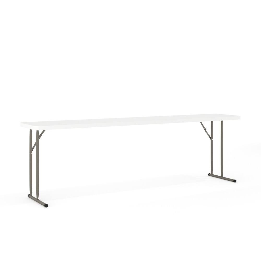 18 W X 96 L Plastic Folding Training Table With Granite White Surface