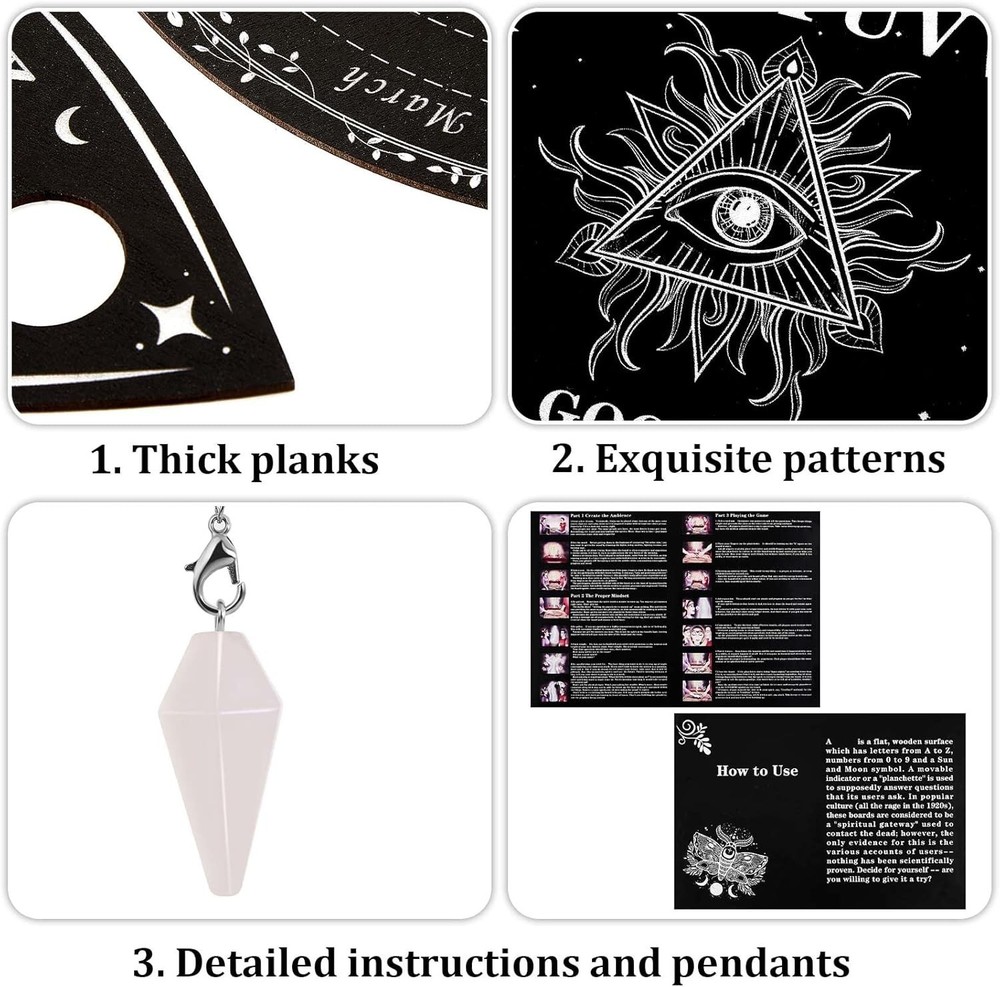 Amethyst Pendulum Dowsing Board with Planchette for Metaphysical Exploration