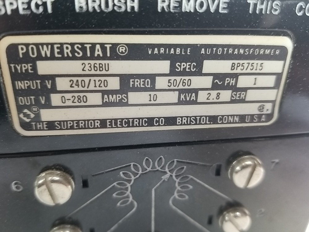 NOS 236 BU TYPE - SUPERIOR POWERSTAT VARIABLE TRANSFORMER