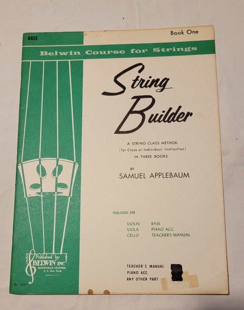 BELWIN COARSE FOR STRINGS STRING BUILDER BOOK 1 BASS Learn Music Techniques